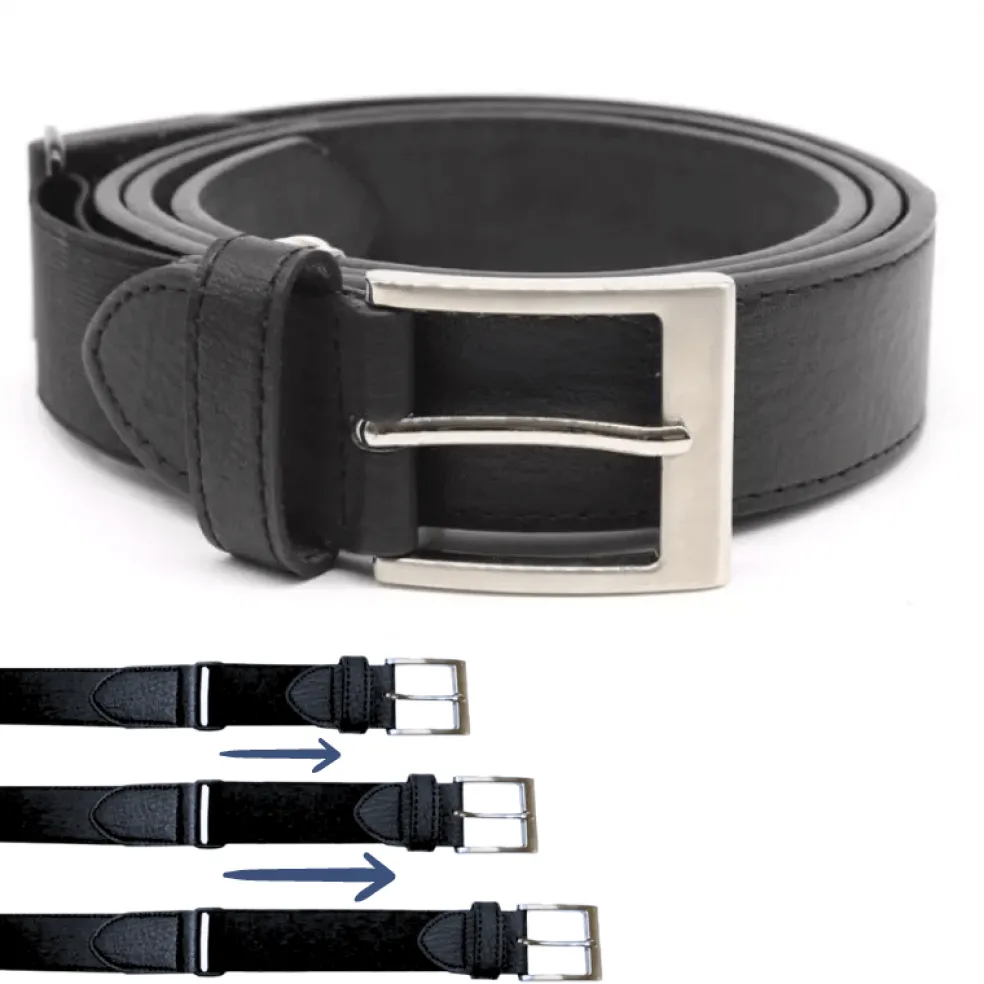 Musta keinonahkavyö joustolla 34 mm