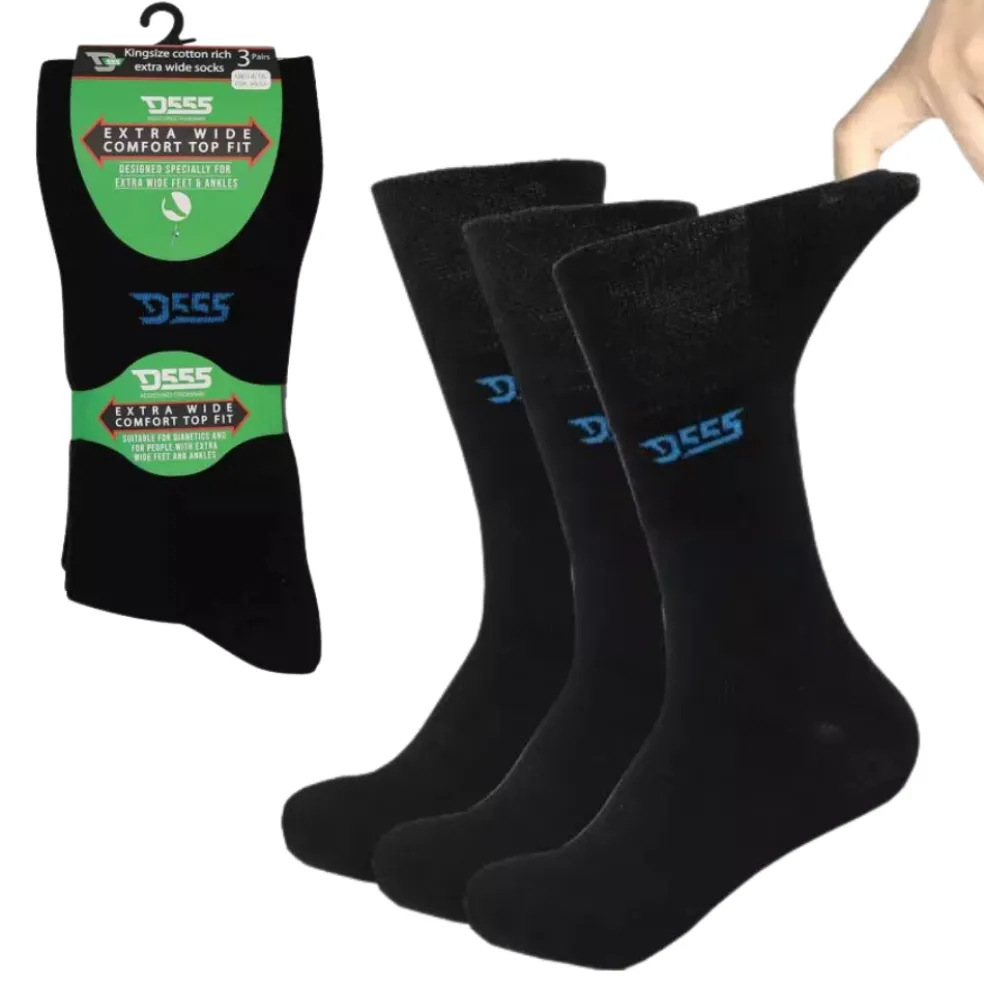 Mustat sukat, extraleveä varsi, 3 paria