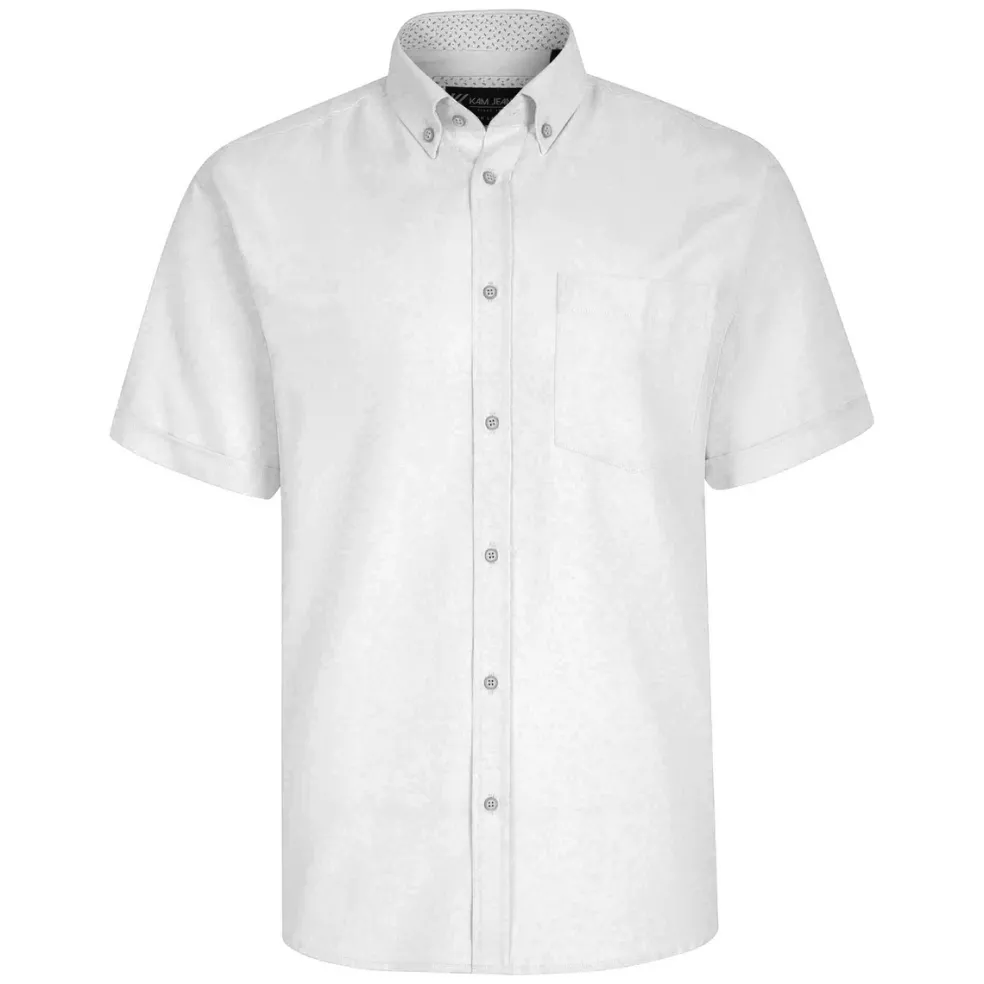 Valkoinen premium oxford lyhythihainen kauluspaita